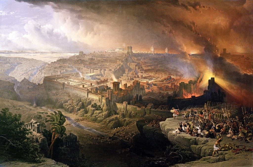 The Siege and Destruction of Jerusalem by the Romans Under the Command of Titus, A.D. 70, painting by David Roberts, 1850