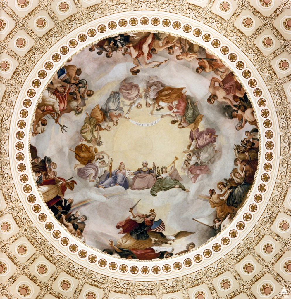 The Apotheosis of Washington: a fresco painted on the dome of the US Capitol Building, Washington D.C.