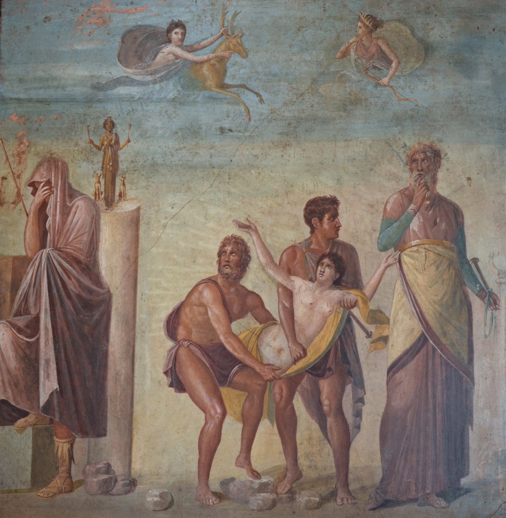 Fourth Style fresco depicting the Sacrifice of Iphigenia, from the House of the Tragic Poet in Pompeii, Naples National Archaeological Museum