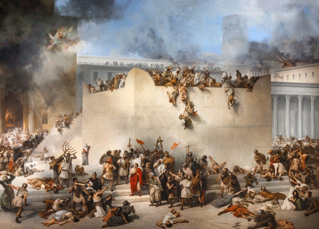 The Destruction of the Temple of Jerusalem: 1867 painting by Francesco Hayez